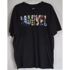 Mens Marvel Black Graphic T-Shirt XL Superhero‎ Character Logo Comic Book Tee